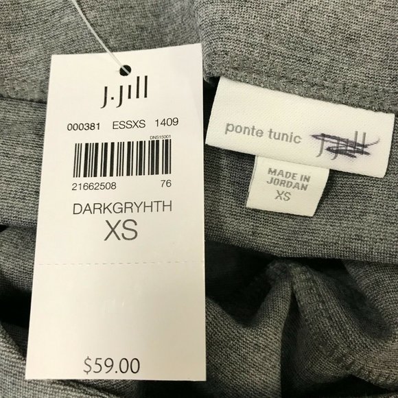 J. Jill Womens 3/4 Sleeve Round Neck Dark Gray Ponte Tunic Jersey Top Size XS - Picture 7 of 7